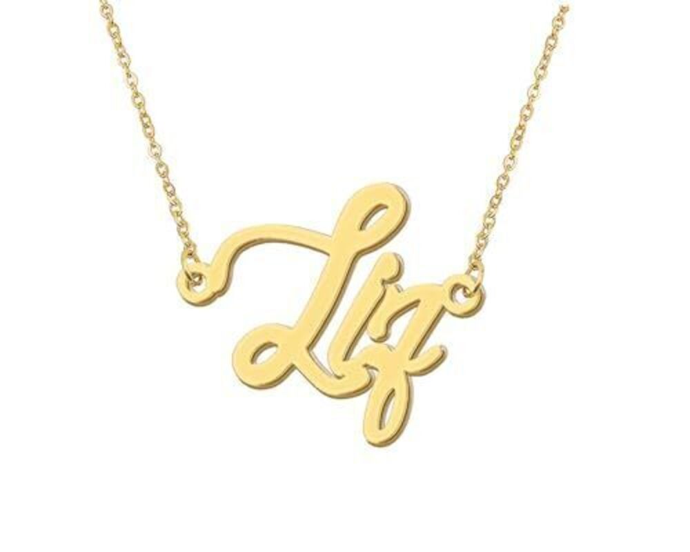 3471 18k Gold Plated Liz Name Necklace Initial Nameplate Necklaces